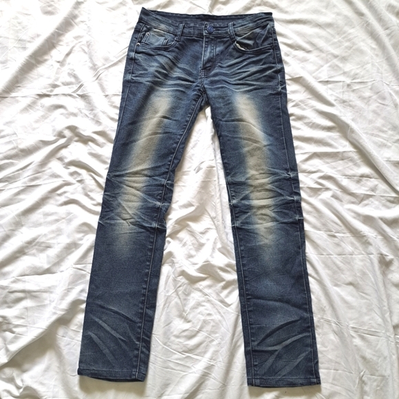 YaZiPai | Dark Blue styled fade with embroidered start women's skinny Jean - Picture 1 of 15